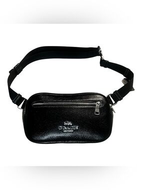 Coach Elias Black Pebbled Leather Belt/Body Bag Unisex